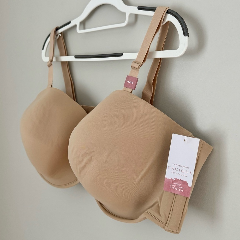 NWT Cacique Nude Multi-Way Boost Strapless Bra in Cafe 46DDD - Picture 6 of 14